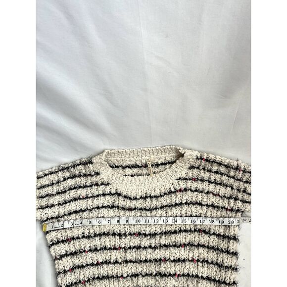 POL Striped Knit Sweater Lace Trim Cream Size S Retro Grannycore Scoop Neck Cute - Picture 10 of 11